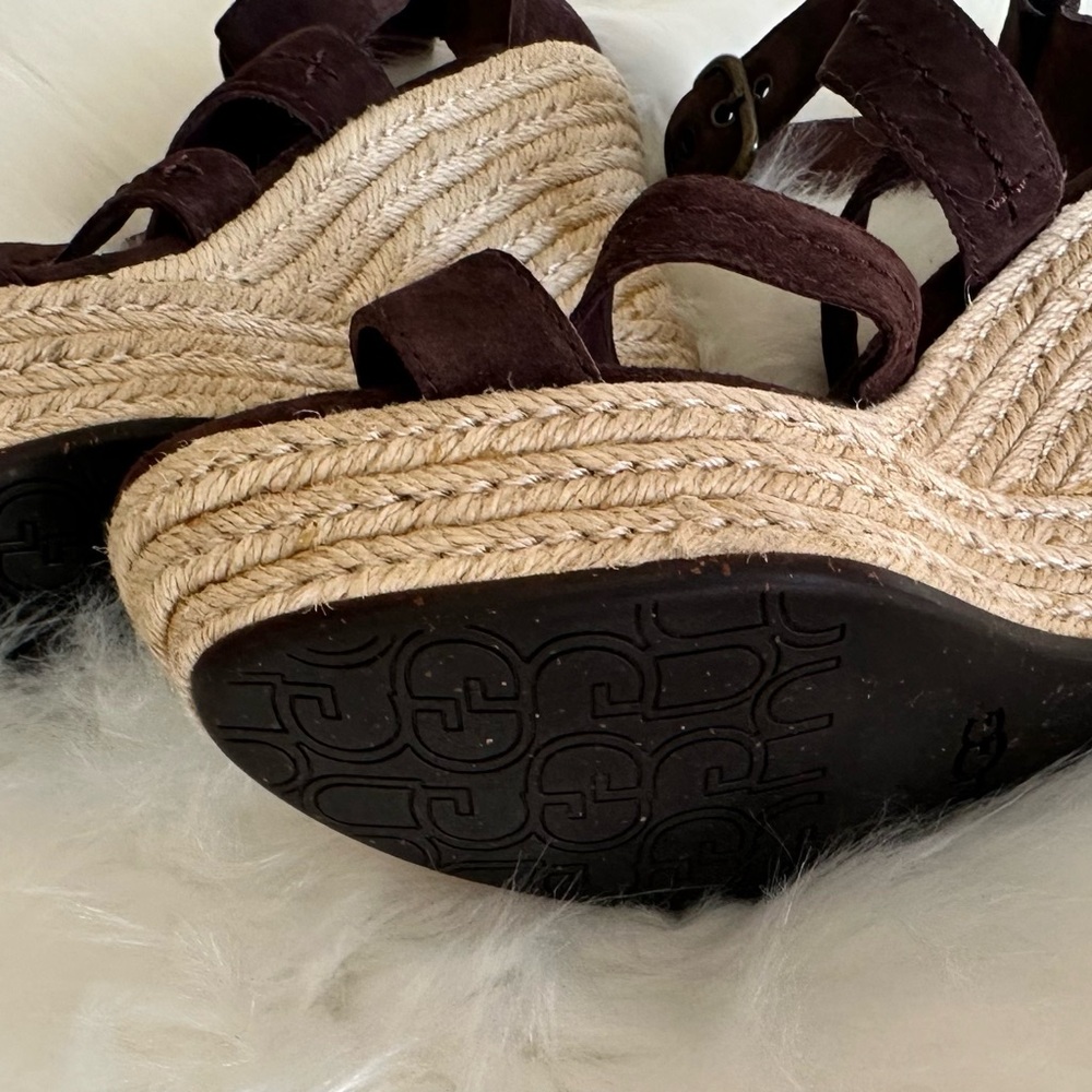 UGG Dark Brown Wedge Sandals - Picture 3 of 7